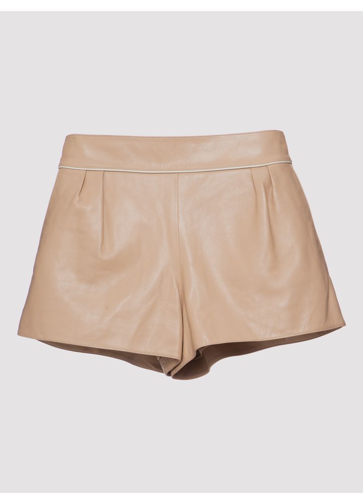short de couro com ziper