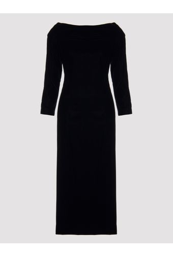 VESTIDO-PRETO-MIDI-EM-VELUDO-CORTE-RETO-MANGA-3-4-PRETO-UNI