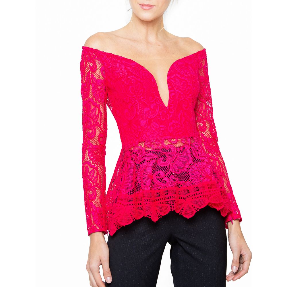 Blusa Manga Longa Tai Peplum Vermelha Shopping Cidade Jardim