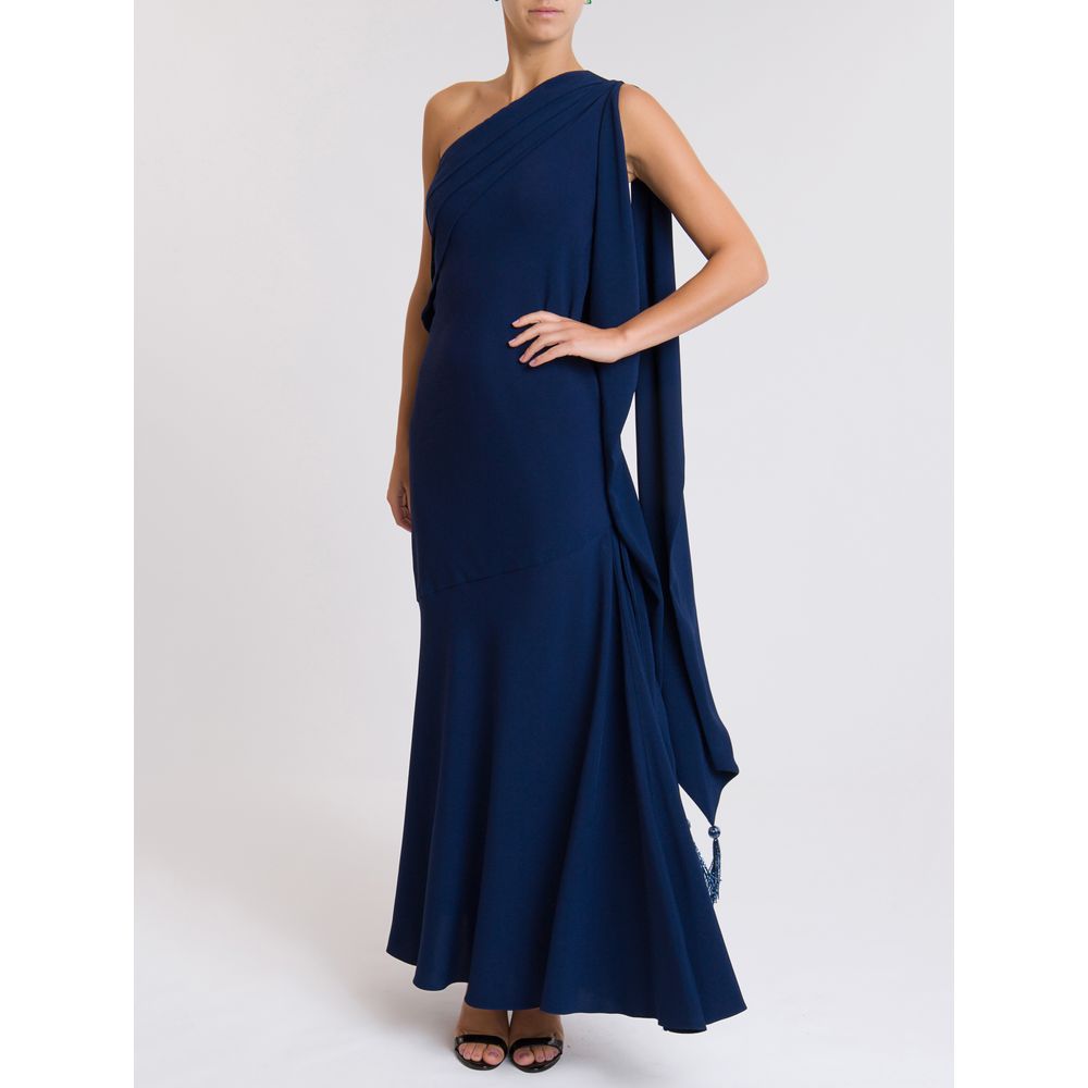 vestido longo azul marinho simples