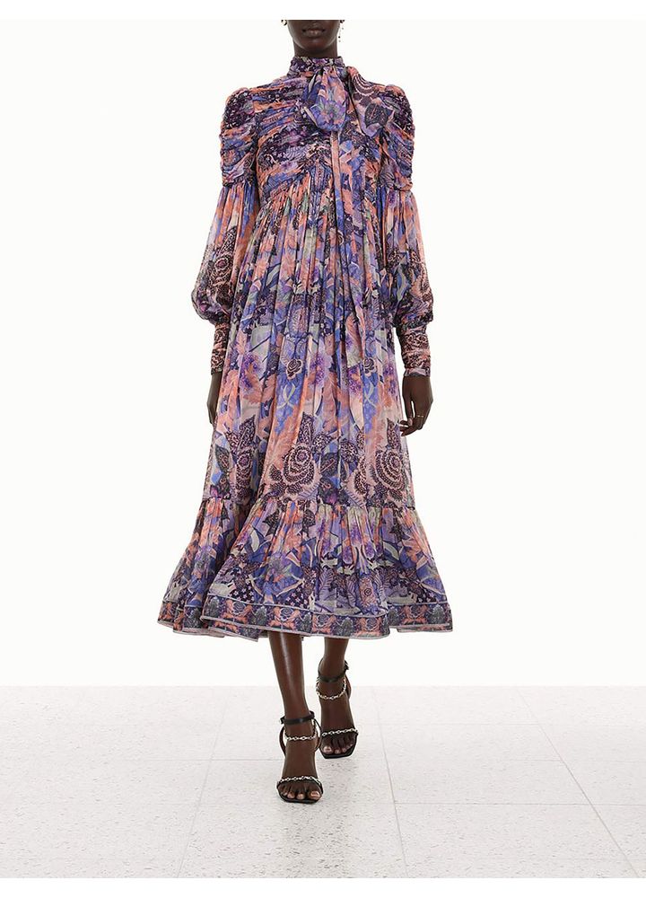 Vestido-Celestial-Ruched-Midi-Floral