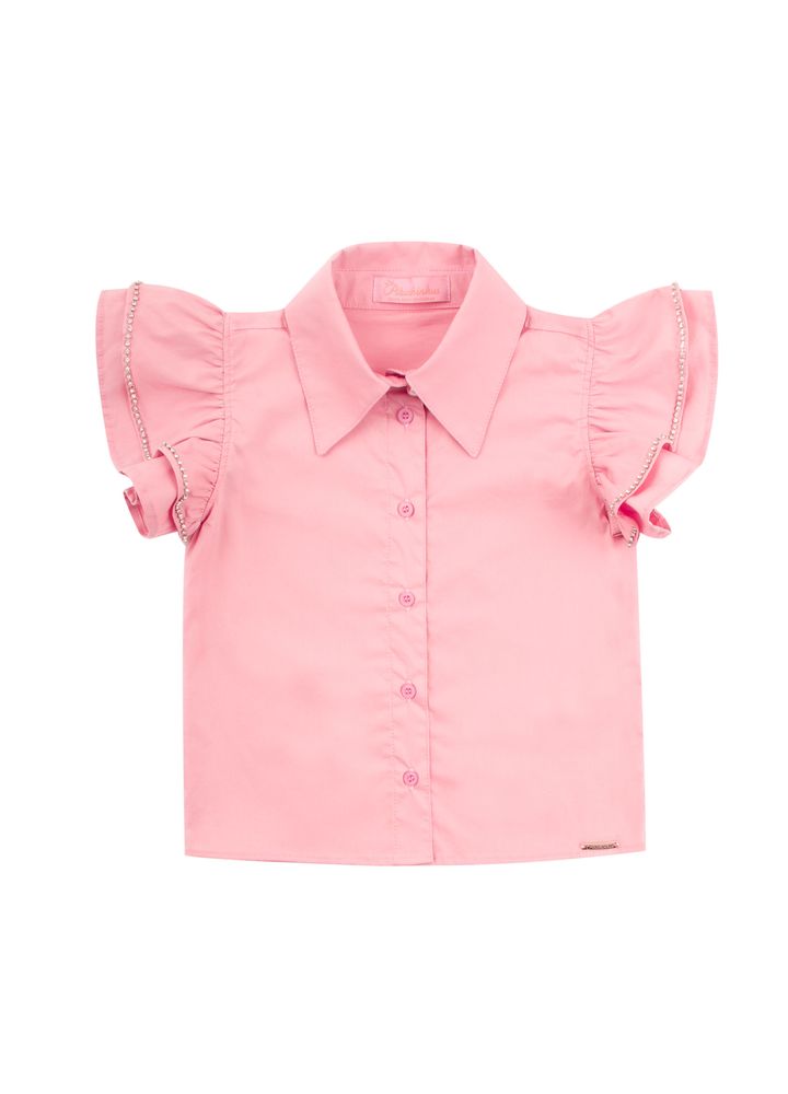 Camisa-Tricoline-Rosa-Manga-Babado-Cristal