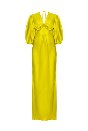 Vestido-Mangas-Amplas-Acetinado-Verde