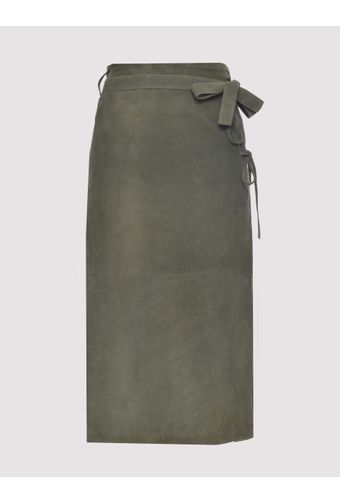 Saia-Midi-Couro-Verde-Militar