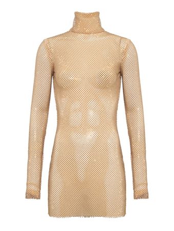 Vestido-Mini-Dress-With-Mockneck-Dourado