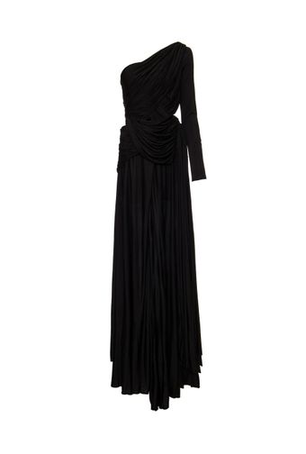 VESTIDO-LONG-DRESS-ASYMETRIC-DRAPED-BLACK